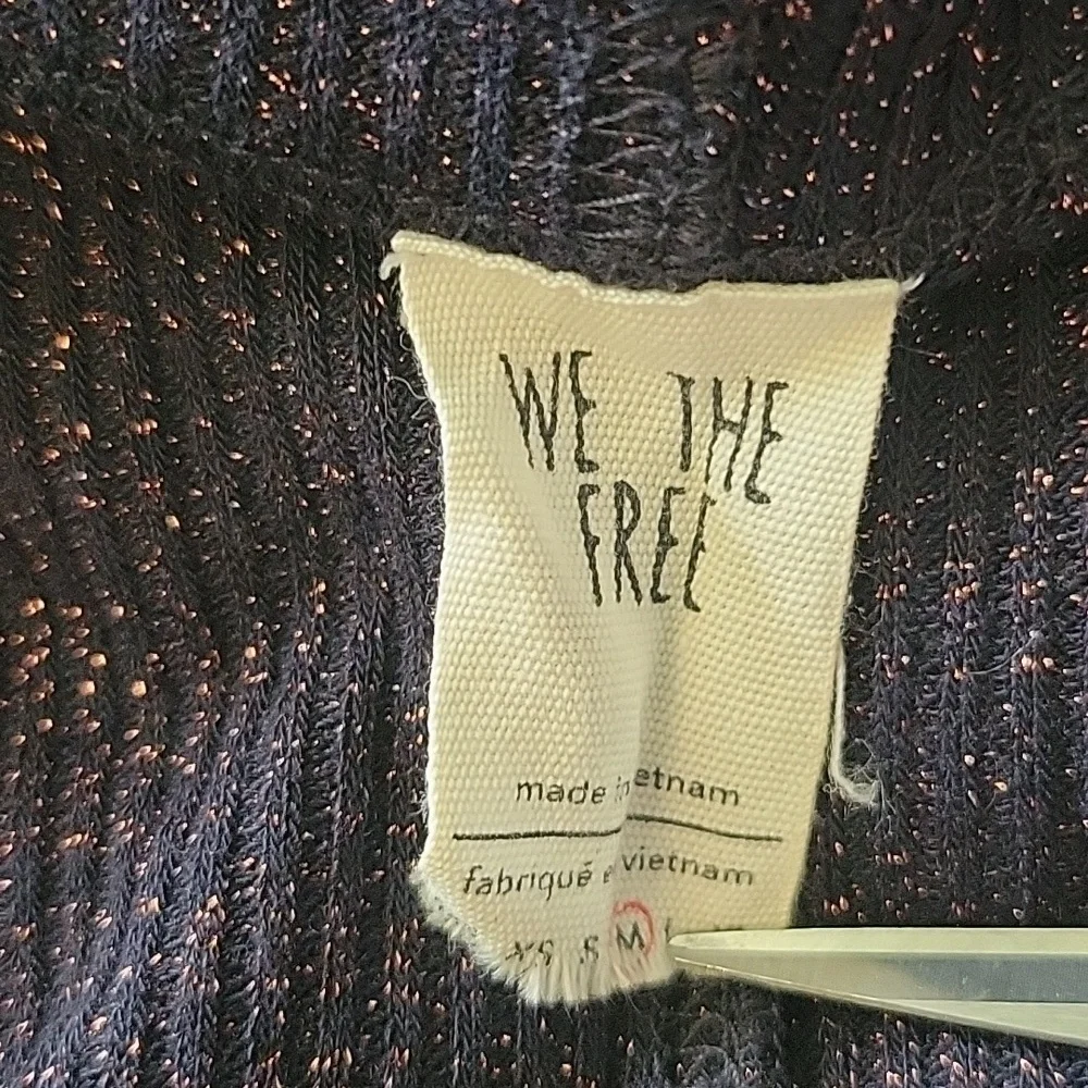Free People We The Free Long Cardigan Duster Sweater Ribbed Button Up Glitter MD - Picture 11 of 12